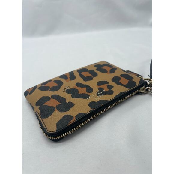 Coach Tan & Black Ocelot Print Coated Canvas Wristlet - Picture 11 of 11